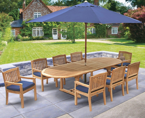 Oxburgh 8 Seater Teak 2-3m Extending Table with Winchester Armchairs Set