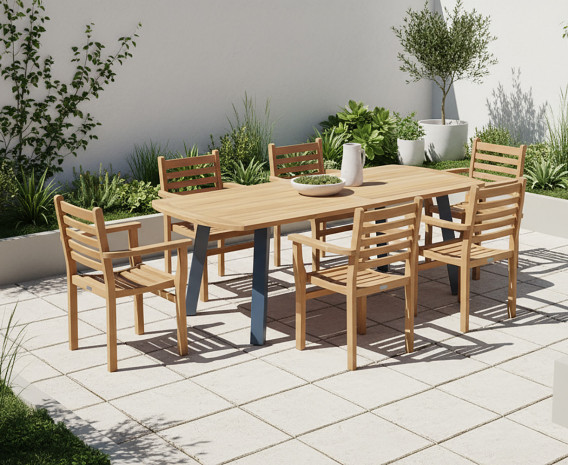 Diskus 8 Seater Dining Table and 6 Sussex Stacking Armchairs Set