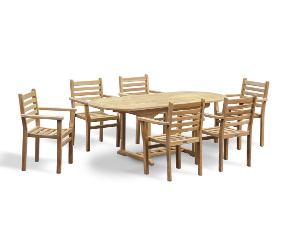 Oxburgh Extending Garden Table and 6 Sussex Stacking Armchairs