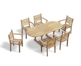 Oxburgh Extending Garden Table and 6 Sussex Stacking Armchairs