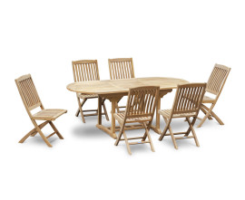 Oxburgh Teak Extending Table and Cannes Folding Chairs Set
