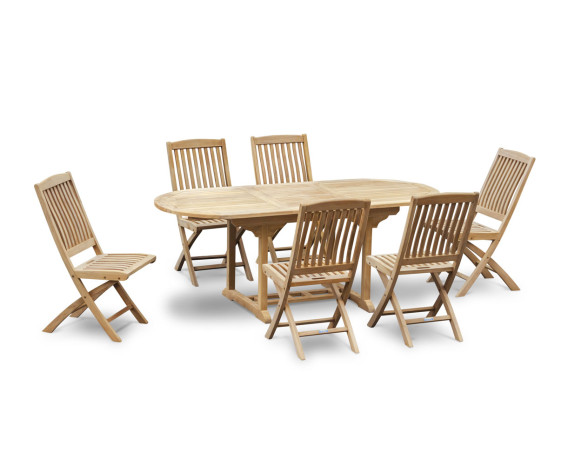 Oxburgh Teak Extending Table and Cannes Folding Chairs Set