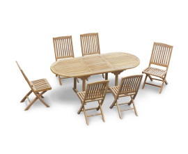 Oxburgh Teak Extending Table and Cannes Folding Chairs Set