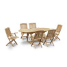 Oxburgh Teak Extending Garden Table and 6 Cannes Folding Armchairs