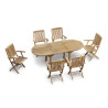 Oxburgh Teak Extending Garden Table and 6 Palma Folding Armchairs