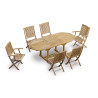 Oxburgh Single-Leaf Extending Teak Table and Folding Rimini Chairs Set