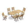 Oxburgh Single-Leaf Extending Teak Table and Palma Folding Chairs Set