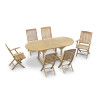 Oxburgh Extending Teak Garden Table and 6 Cannes Folding Chairs Set