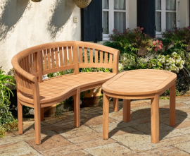 Wimbledon Teak Banana Bench and Coffee Table Set