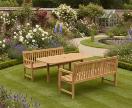 Carida 1.8m Table With 2 Exeter Benches