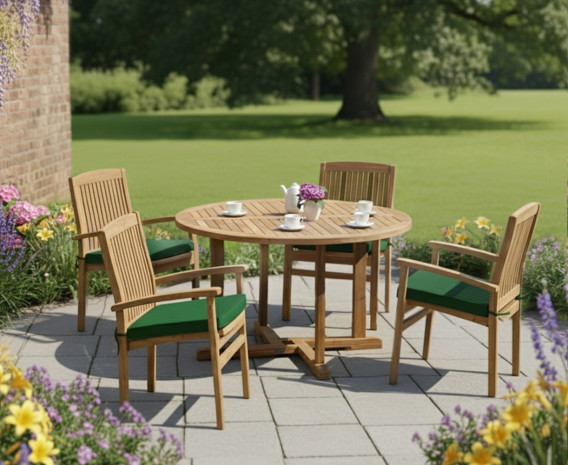 Sissinghurst 4 Seater Round 1.3m Dining Set with Cannes Chairs