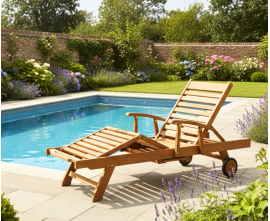 Luxury Teak Reclining Sun Lounger with Arms