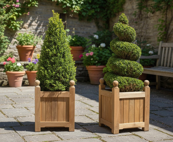 Versailles Teak Garden Planters - Set of 2, Standard