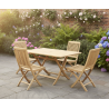 Palma Teak 1.2m Rectangular Folding Table and 4 Chairs Set