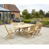 Oxburgh Extending Teak Garden Table and 6 Cannes Folding Chairs Set