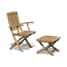 Palma Folding Chair with Arms and Cannes Adjustable Teak Footstool