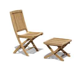 Palma Teak Folding Chair and Cannes Adjustable Garden Footstool