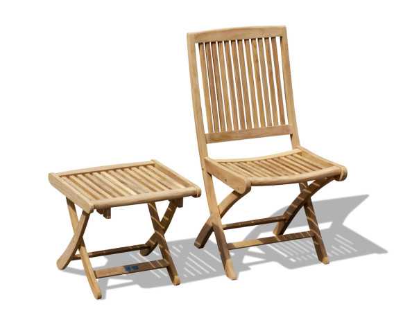 Palma Teak Folding Chair and Cannes Adjustable Garden Footstool