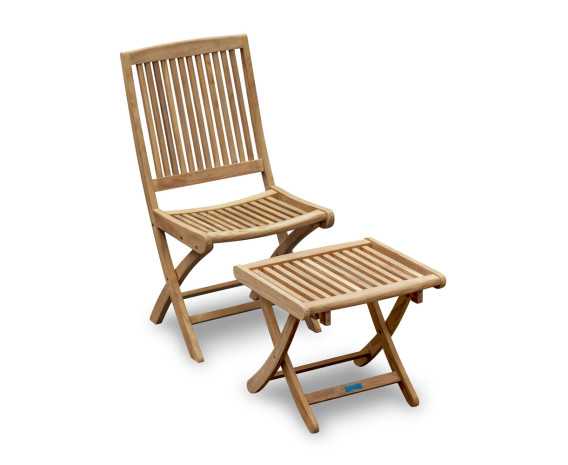 Palma Teak Folding Chair and Cannes Adjustable Garden Footstool