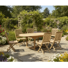 Oxburgh Single-Leaf Extending Teak Table and Palma Folding Chairs Set