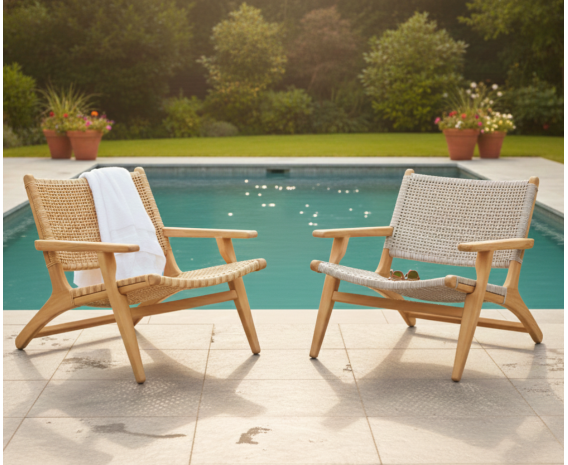 Catalina Lounge Chair With Arms, Flat Weave