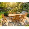 Oxburgh Teak Extending Garden Table and 6 Cannes Folding Armchairs
