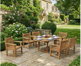 Oxburgh 6 Seater Single Leaf Extending Table with Turners Armchairs