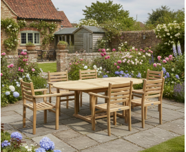 Oxburgh Extending Garden Table and 6 Sussex Stacking Armchairs