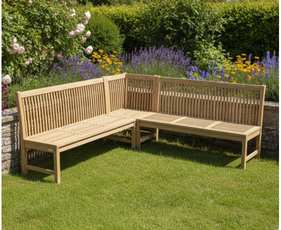 Reigate Teak Corner Chair and Garden Benches Set