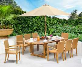 Oxburgh 8 Seater Teak 1.8-2.4m Extending Table with St. Moritz Chairs