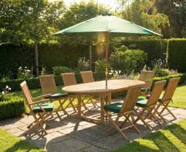 Oxburgh 8 Seater Teak 1.8-2.4m Extending Table with Newhaven Chairs