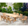 Cadogan 8 Seater Teak Table 2.25m & Monaco Stacking Chairs