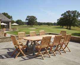 Diskus 8-Seater Teak & Metal Dining Set with Cannes Chairs (2.2m)