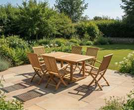 Winchester 6 Seater Rectangular Table 1.5m with Oxburgh Folding Armchairs