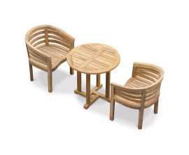 Sissinghurst Round 80cm Table and 2 Bloomsbury Banana Chairs