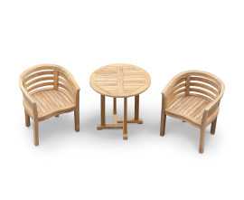 Sissinghurst Round 80cm Table and 2 Bloomsbury Banana Chairs