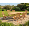 Oxburgh Single-Leaf Extending Teak Table and Folding Palma Chairs Set