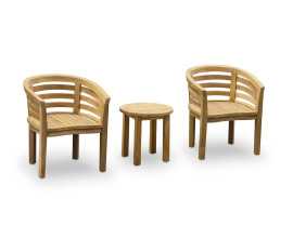 Teak 50cm Round Garden Table and Bloomsbury Tub Chairs Set