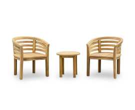 Teak 50cm Round Garden Table and Bloomsbury Tub Chairs Set