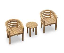 Teak 50cm Round Garden Table and Bloomsbury Tub Chairs Set