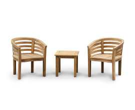 Teak 50cm Square Side Table and Bloomsbury Teak Tub Chairs