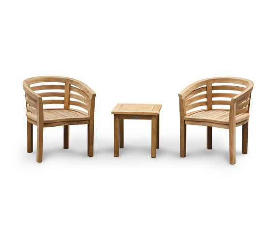 Teak 50cm Square Side Table and Bloomsbury Teak Tub Chairs
