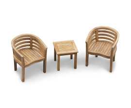 Teak 50cm Square Side Table and Bloomsbury Teak Tub Chairs