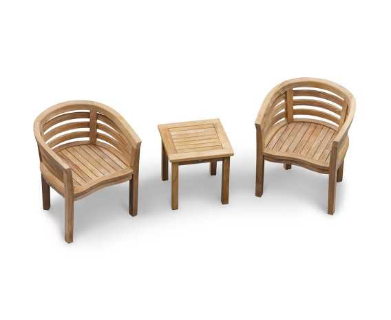 Teak 50cm Square Side Table and Bloomsbury Teak Tub Chairs