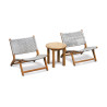 Teak 50cm Garden Table and Catalina Flat Weave Lounge Chairs - Grey Marble