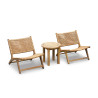Teak 50cm Garden Table and Catalina Flat Weave Lounge Chairs - Honey Wicker