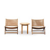 Teak 50cm Garden Table and Catalina Flat Weave Lounge Chairs - Honey Wicker