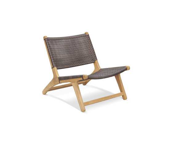 Teak 50cm Garden Table and Catalina Flat Weave Lounge Chairs - Java Brown