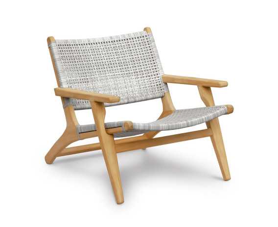 Teak Round 50cm Garden Table and Catalina Lounge Armchairs - Honey Wicker