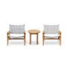 Teak Round 50cm Garden Table and Catalina Lounge Armchairs - Grey Marble